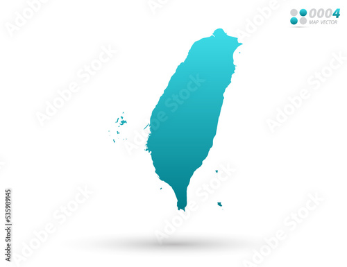 Vector blue gradient of Taiwan map on white background. Organized in layers for easy editing.