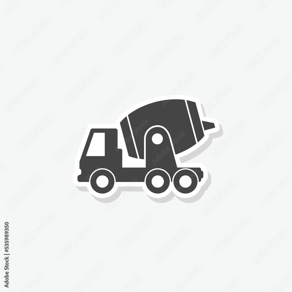 Cement mixer truck icon sticker isolated on white background Cement mixer truck icon sticker isolated on white background