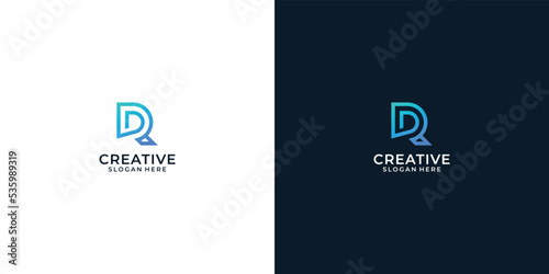 Letter r d concept technology logo design vector illustration