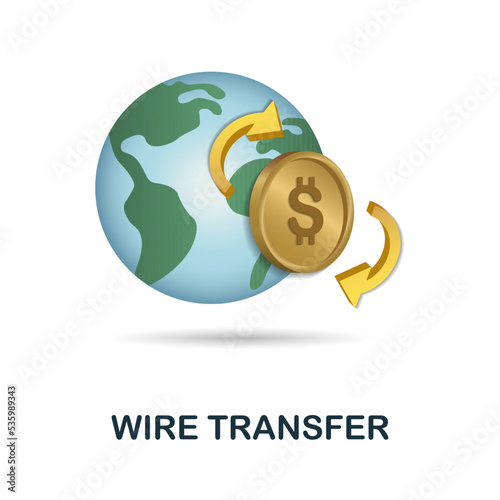 Wire Transfer icon. 3d illustration from finance management collection. Creative Wire Transfer 3d icon for web design, templates, infographics and more