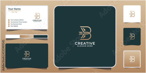 Initial letter b with airplane logo design. airline, airplane, aviation, travel logo template.