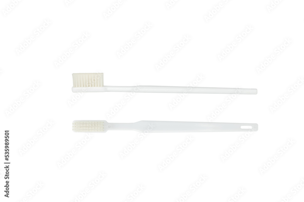 White toothbrush with clipping path. Front view and side view. White toothbrush with clipping path. Front view and side view.