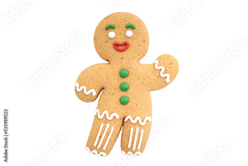 Gingerbread man christmas cookies on a white background