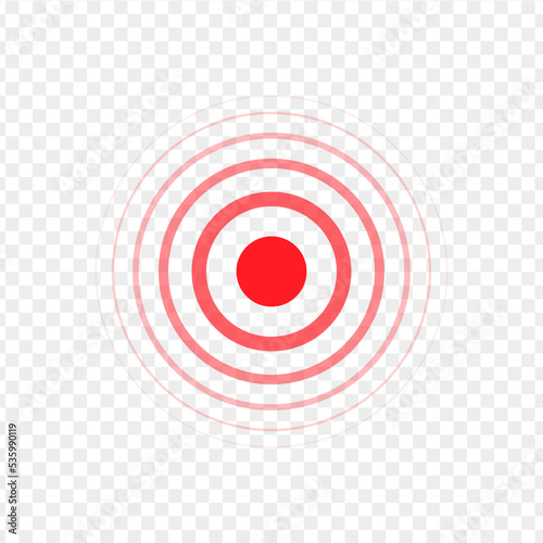 Red painful target mark. Circle of pain