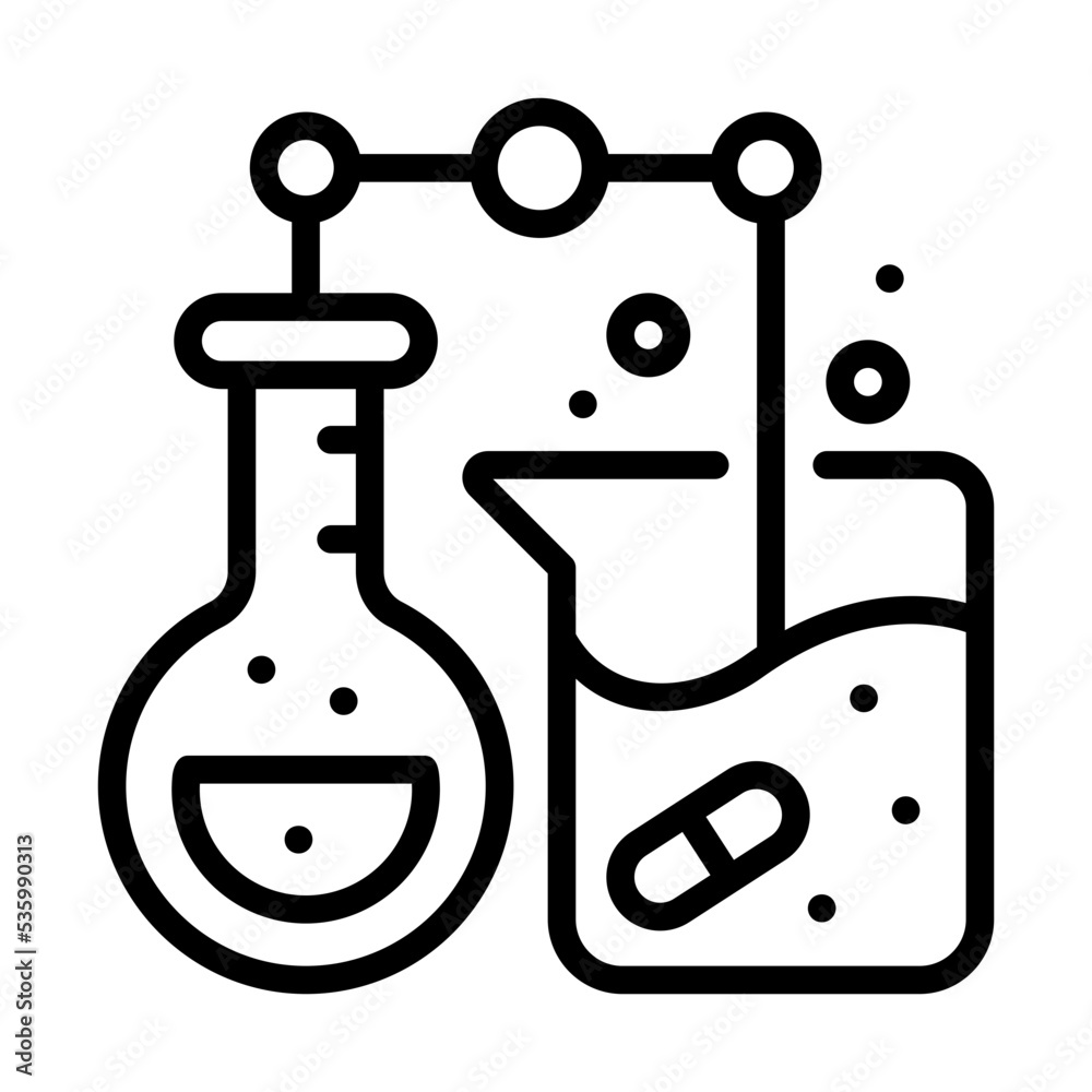Chemical practical icon designed in outline style Chemical practical icon designed in outline style