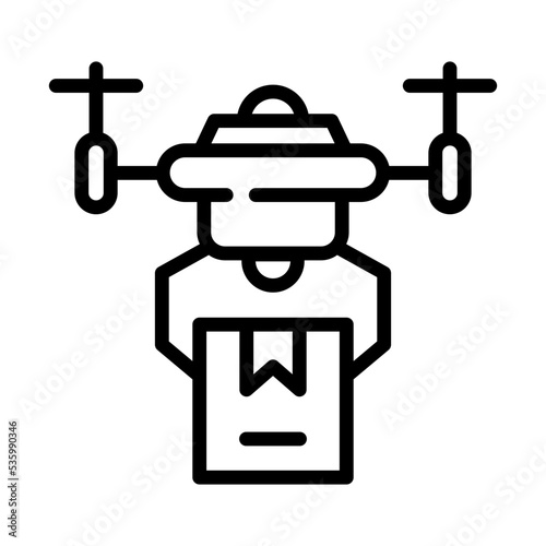 A customizable line icon of drone delivery 