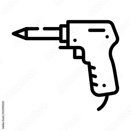 An editable line icon of soldering gun 