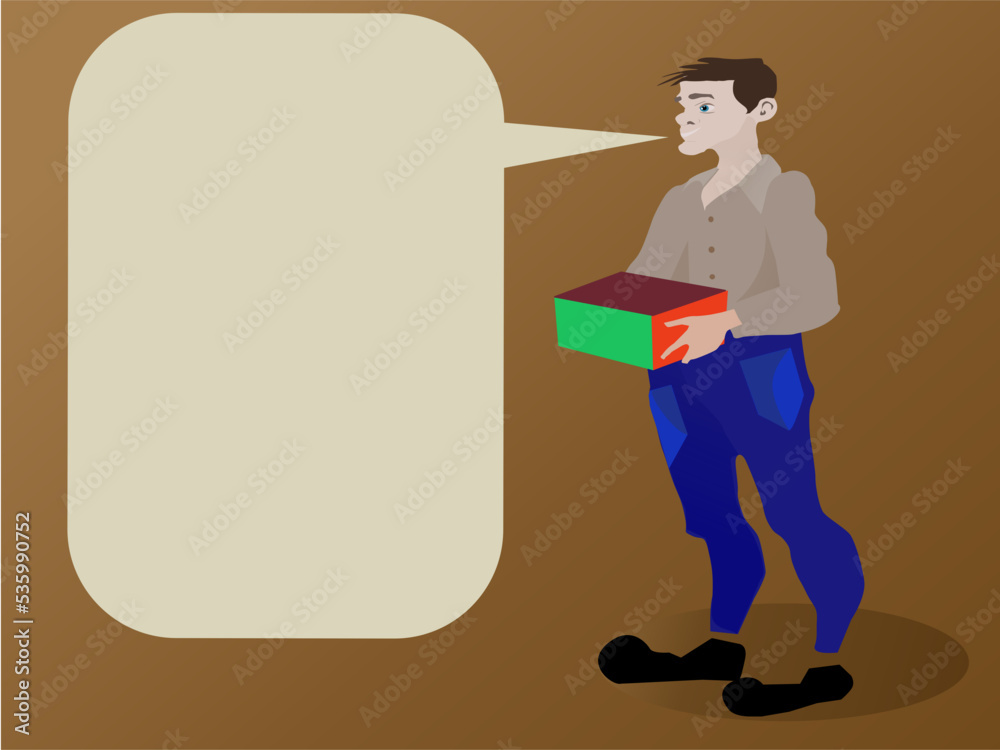 illustration person with box in hand illustration person with box in hand