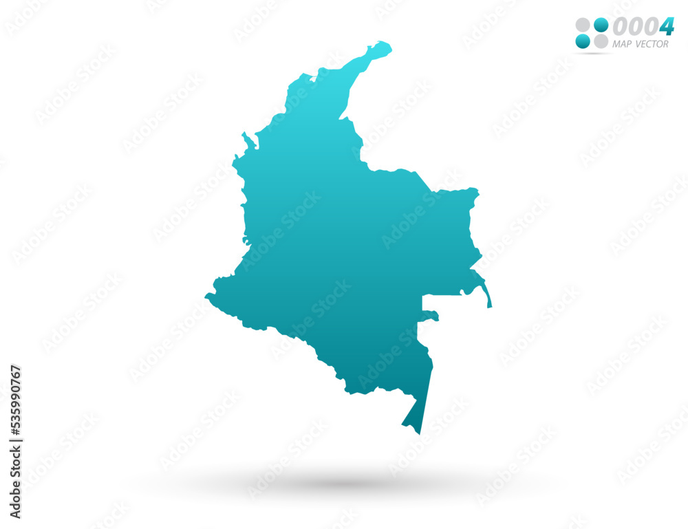Vector blue gradient of Colombia map on white background. Organized in layers for easy editing.
