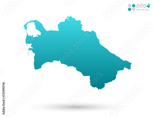 Vector blue gradient of Turkmenistan map on white background. Organized in layers for easy editing.