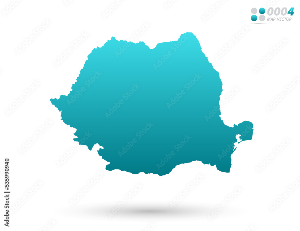 Vector blue gradient of Romania map on white background. Organized in layers for easy editing.