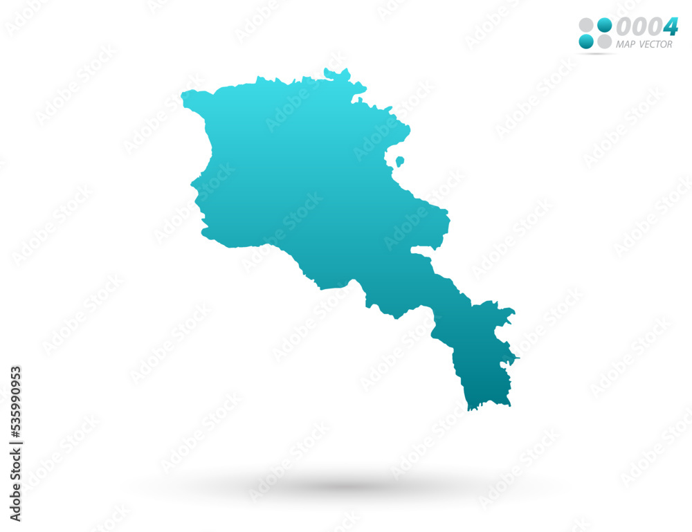 Vector blue gradient of Armenia map on white background. Organized in layers for easy editing.