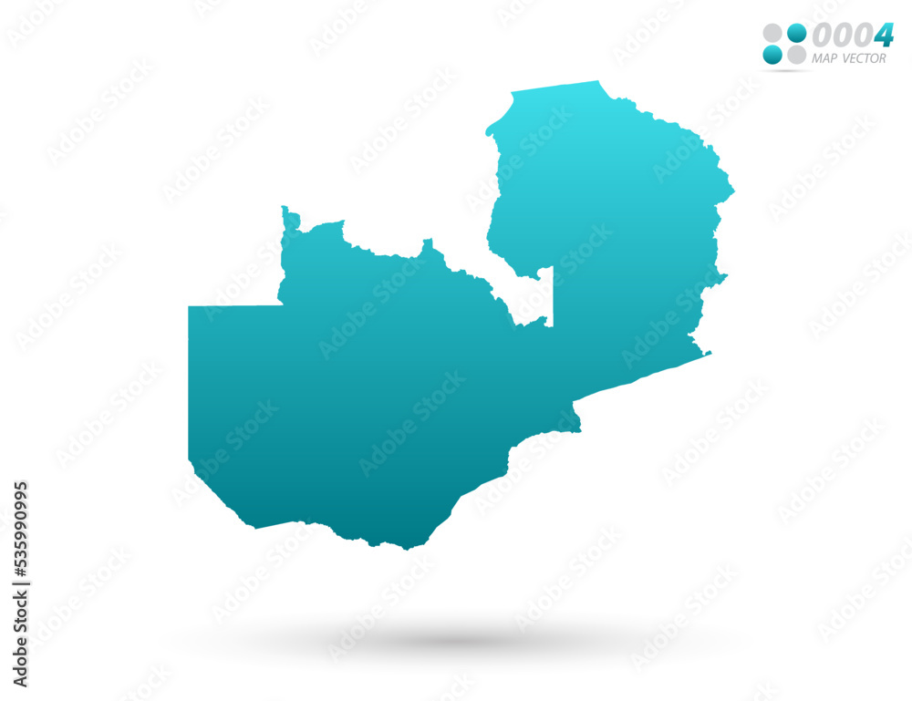Vector blue gradient of Zambia map on white background. Organized in layers for easy editing.