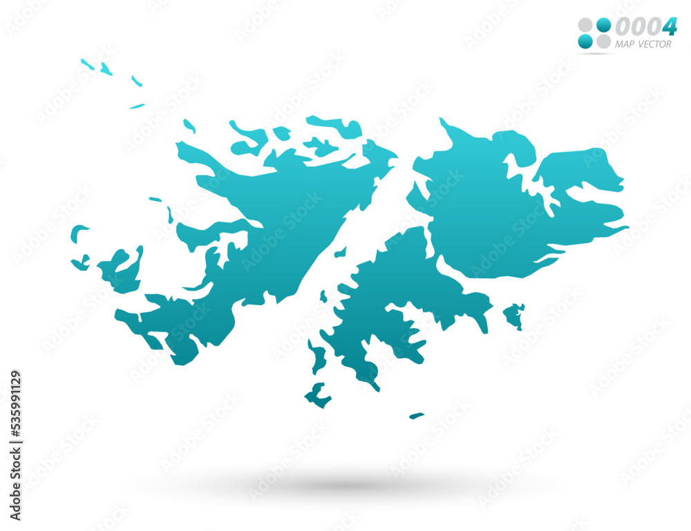 Obraz premium Vector blue gradient of Falkland Islands map on white background. Organized in layers for easy editing.