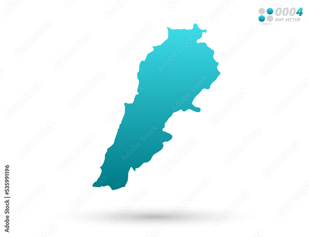 Vector blue gradient of Lebanon map on white background. Organized in layers for easy editing.