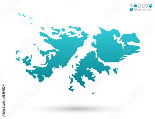 Vector blue gradient of Falkland Islands map on white background. Organized in layers for easy editing.