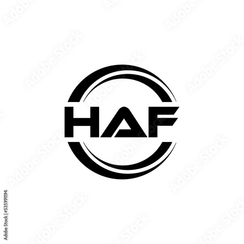 HAF letter logo design with white background in illustrator, vector logo modern alphabet font overlap style. calligraphy designs for logo, Poster, Invitation, etc.