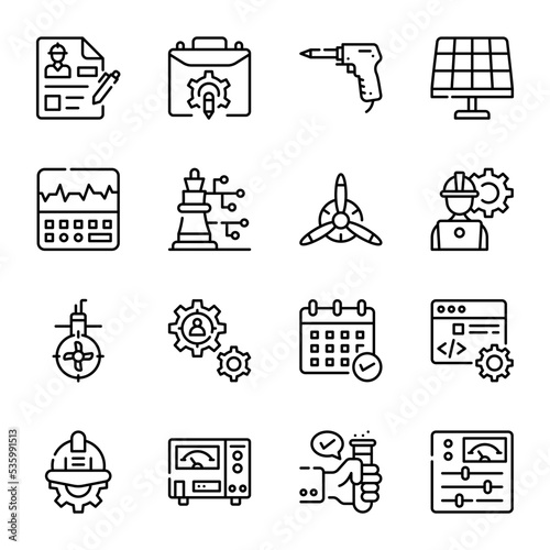 Pack of Engineering and Construction Linear Icons 
