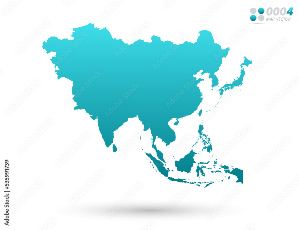 Vector blue gradient of Asia map on white background. Organized in layers for easy editing.