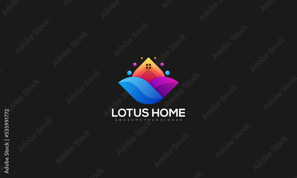 Modern Gradient Lotus Home Logo Design Vector