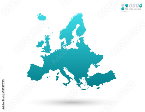 Vector blue gradient of Europe map on white background. Organized in layers for easy editing.