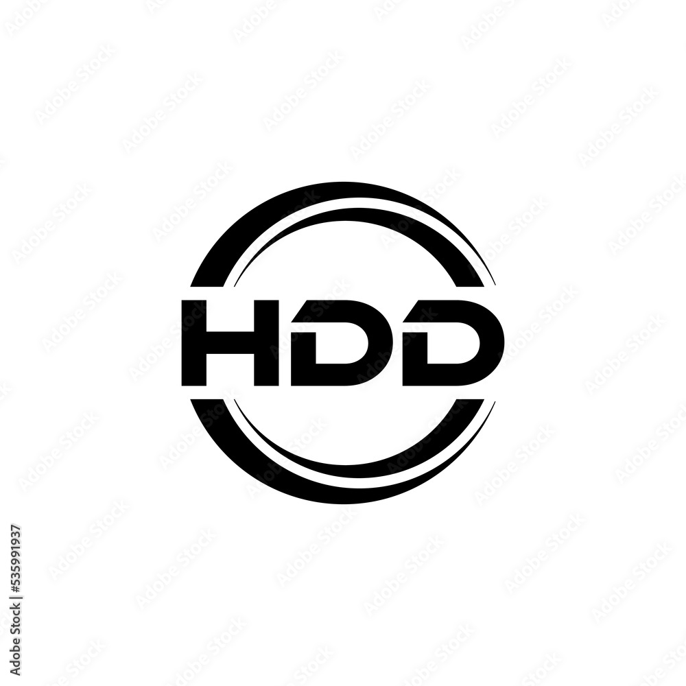 HDD letter logo design with white background in illustrator, vector logo modern alphabet font overlap style. calligraphy designs for logo, Poster, Invitation, etc.