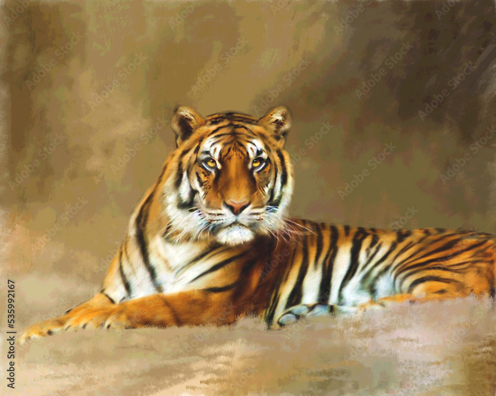 Tiger, image is a digital illustration.