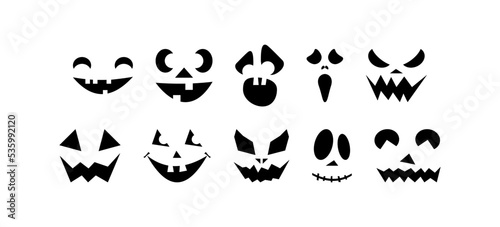 Halloween scary pumpkins cut icon. Horror face symbol. Sign halloween vector flat.