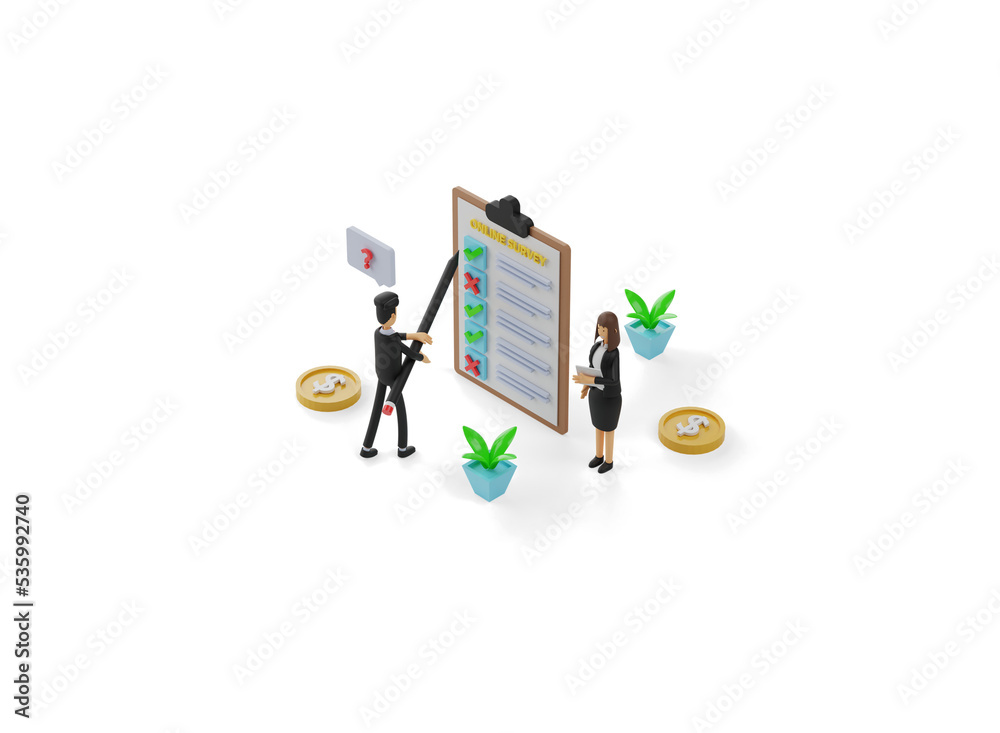 custom made wallpaper toronto digital3d isometric online survey illustration. men and women fill out online surveys. 3d rendering illustration