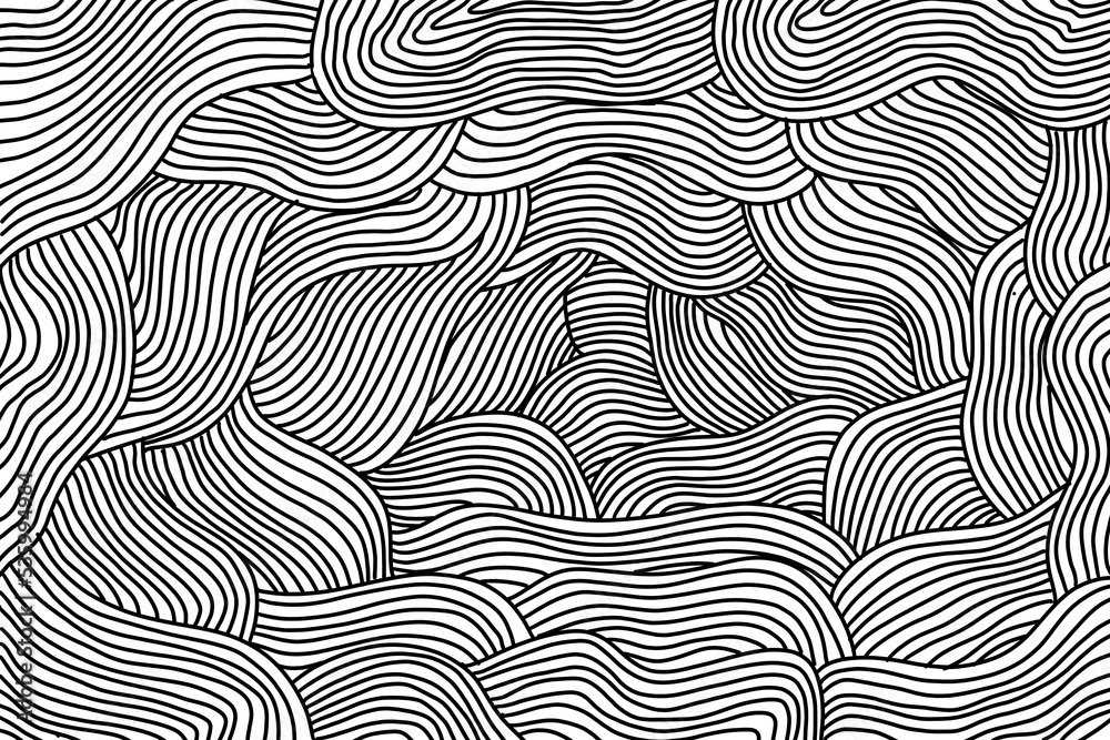 Line art with abstract pattern in black and white