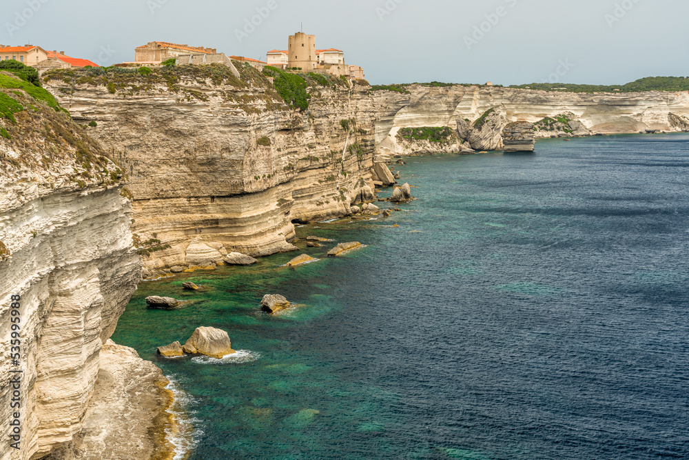 The beautiful cliffs of Bonifacio on a sunny summer day. Southern Corse, France.