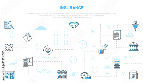 insurance concept with icon set template banner with modern blue color style