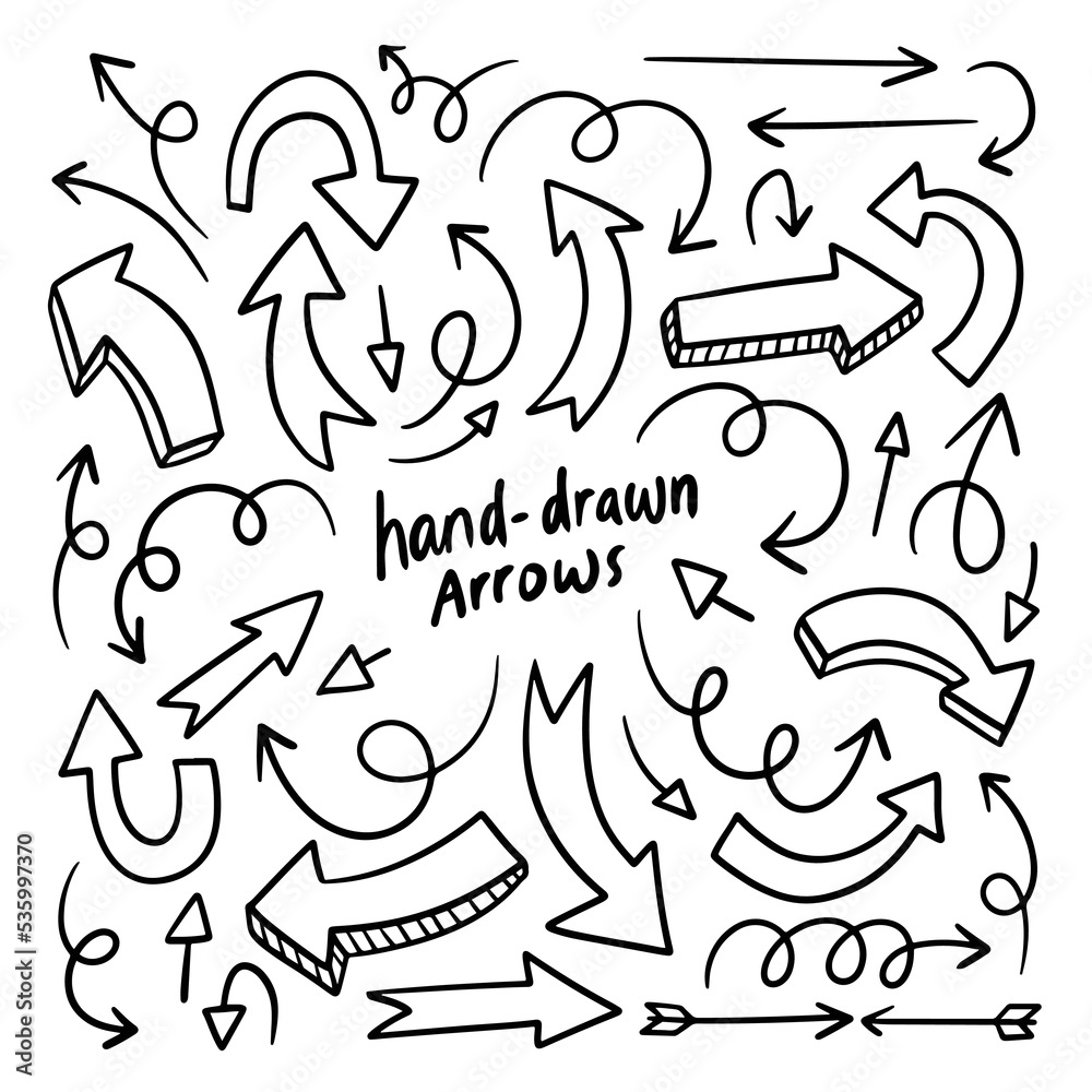 set of hand drawn arrows vector set of hand drawn arrows vector