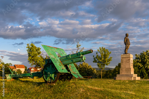 Loznica, Serbia - July 11, 2022: Monument to Stepa Stepanovic (1856-1929) in Loznica, Serbia. He was a Serbian military commander who fought in the the First and second Balkan War and World War I. photo