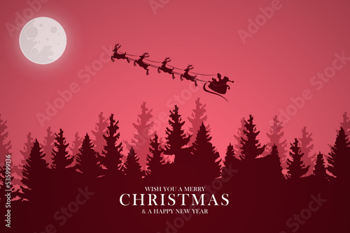 Merry Christmas with Santa Claus sleigh
