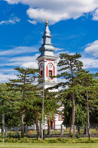 Mionica, Serbia - July 13, 2021: The Church of the Ascension of Christ in Mionica, built in 1856, has the status of a cultural monument. photo