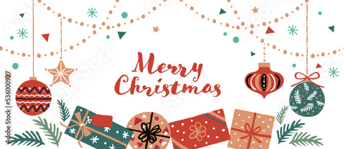 クリスマスオーナメントとプレゼントのイラスト