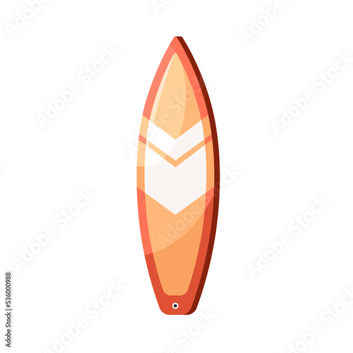 Shortboard, short pointed surfboard. Water surf board with pointy nose, top view. Beach sport item for summer extreme activity. Flat graphic vector illustration isolated on white background