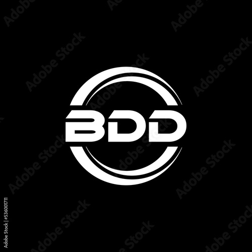 BDD letter logo design with black background in illustrator, vector logo modern alphabet font overlap style. calligraphy designs for logo, Poster, Invitation, etc.