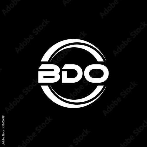 BDO letter logo design with black background in illustrator, vector logo modern alphabet font overlap style. calligraphy designs for logo, Poster, Invitation, etc. photo