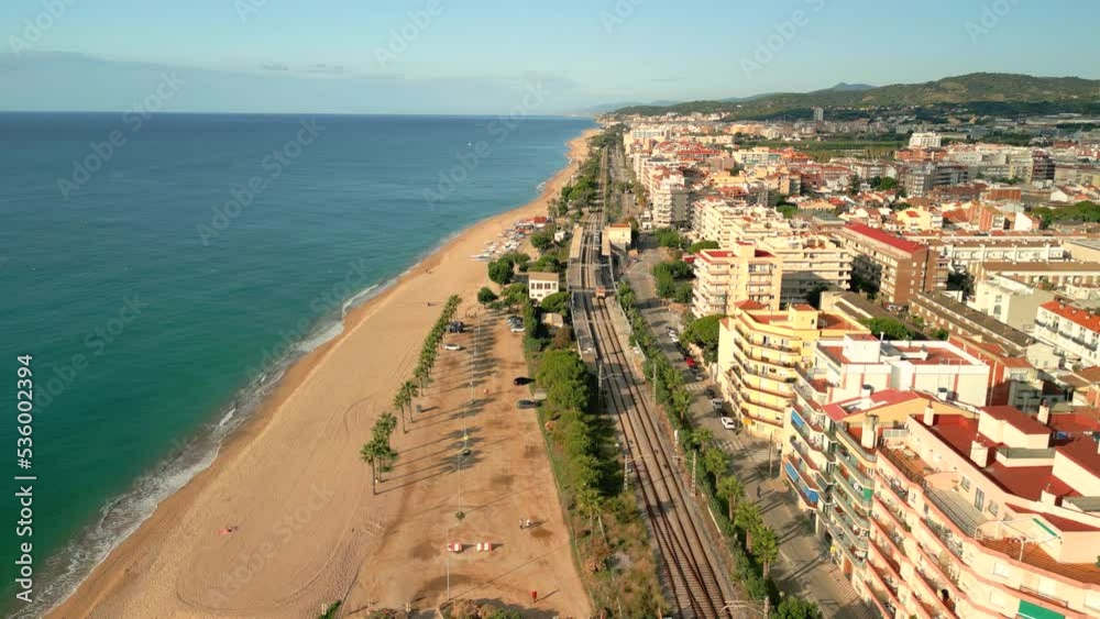 Calella Pineda de Mar Santa Susanna Costa del Maresme aerial images of the beach Images about the train of Rodalies beach and buildings Calella Pineda de Mar Santa Susanna Costa del Maresme aerial images of the beach Images about the train of Rodalies beach and buildings