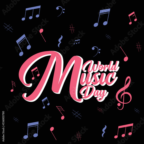 World Music day white background poster banner. vector eps10 format.