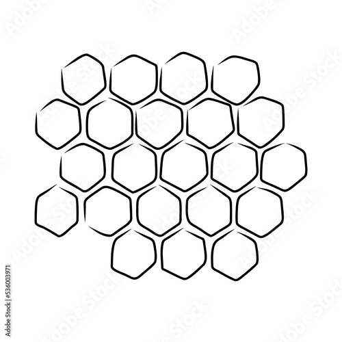 sketch propolis honey comb. hand drawn grunge honeycomb. Black and white image bee wax comb icon. Bee honey and propolis doodle vector on white backgroung.