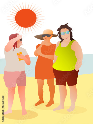 resting people on the beach near the sea under the scorching sun