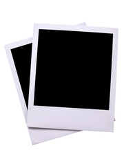 Two polaroid style instant camera photo print frames isolated transparent background PNG file