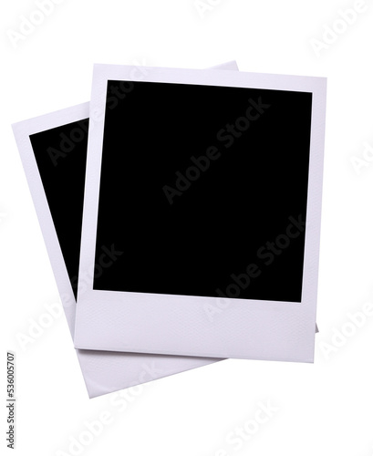 Two polaroid style instant camera photo print frames isolated transparent background PNG file