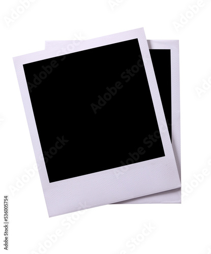 Two instant camera polaroid style photo frame prints isolated transparent background PNG file