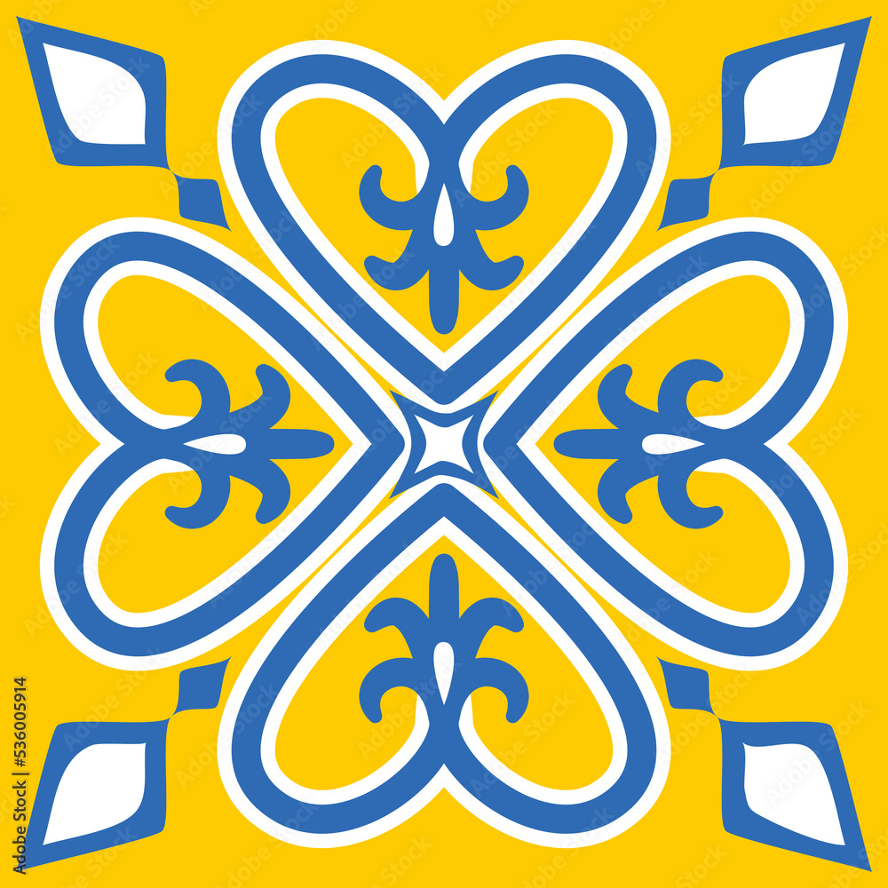 Floral motif ceramic tiles in portuguese spanish style, vector illustration Floral motif ceramic tiles in portuguese spanish style, vector illustration