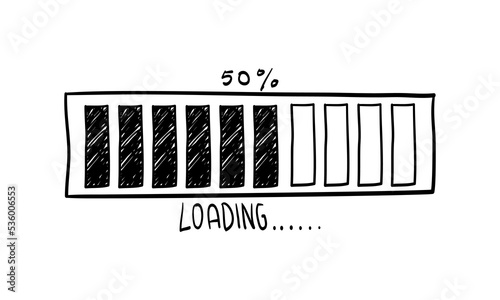 Loading bar doodle. Infographic element. Hand drawn of internet loading bar concept design. isolated on white background. vector illustration