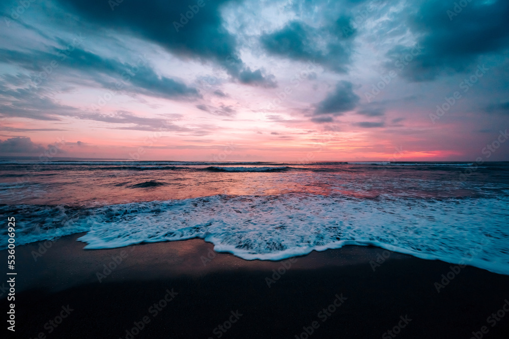 sunset over the sea reflecting the colours in the ocean